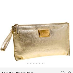 Michael Kors leather Shimmering Gold Wristlet